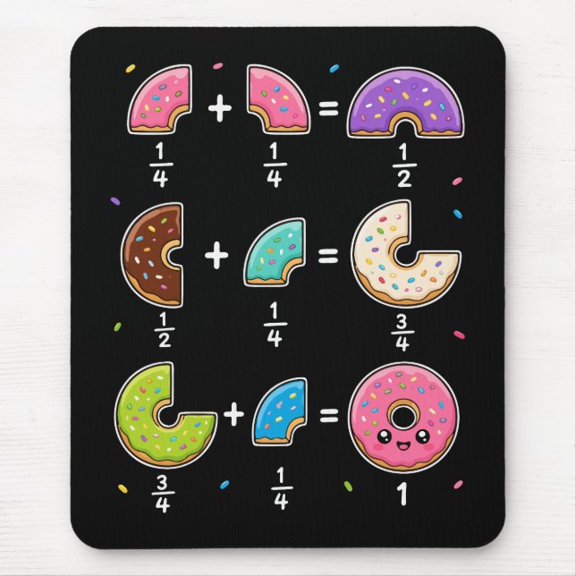 Doughnut Fractions Learning Math Humour Mouse Pad (Front)