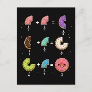 Doughnut Fractions Learning Math Humour Postcard