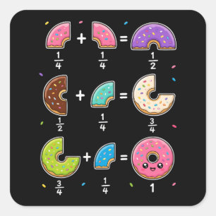 Doughnut Fractions Learning Math Humour Square Sticker