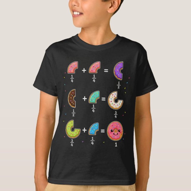 Doughnut Fractions Learning Math Humour T-Shirt (Front)