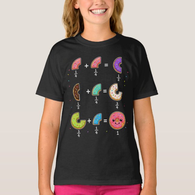 Doughnut Fractions Learning Math Humour T-Shirt (Front)