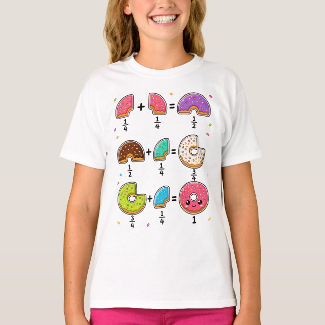 Doughnut Fractions Learning Math Humour T-Shirt (Front)