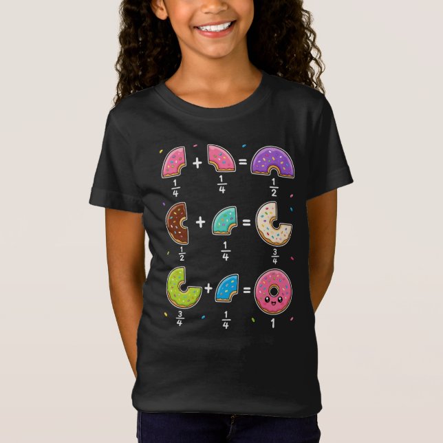 Doughnut Fractions Learning Math Humour T-Shirt (Front)