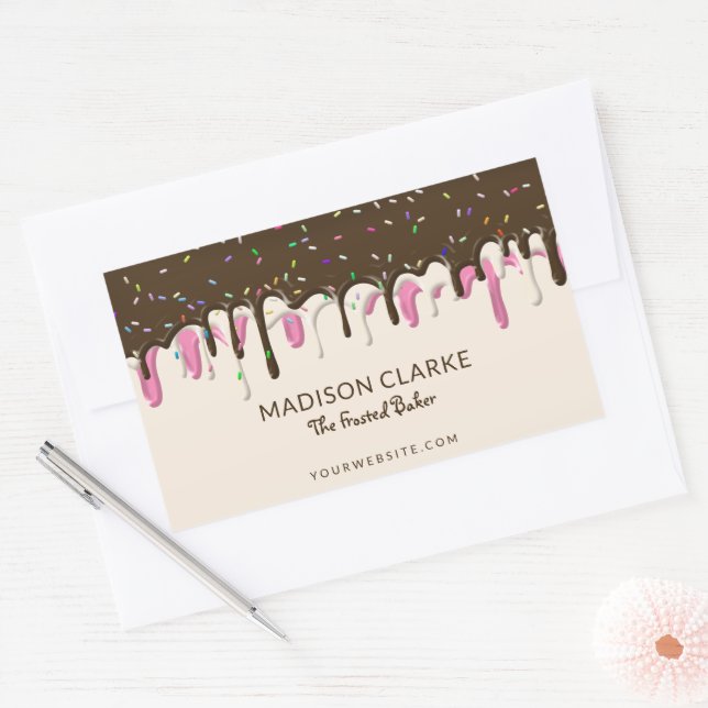Doughnut Frosting Sprinkles Baker Bakery Rectangular Sticker (Envelope)
