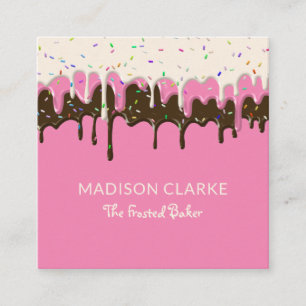 Doughnut Frosting Sprinkles Baker Bakery Square Business Card