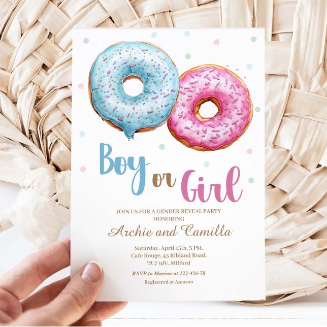 Doughnut Gender Reveal Boy Or Girl Party Invitatio Invitation (Creator Uploaded)