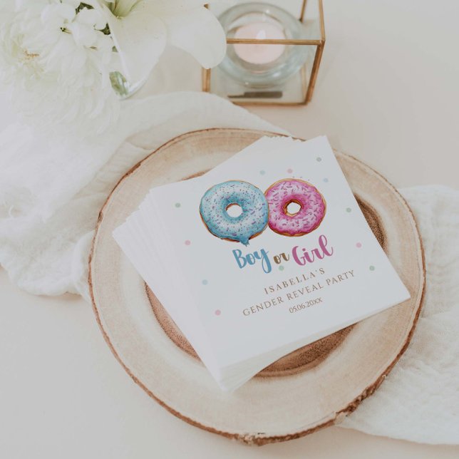 Doughnut Gender Reveal Boy Or Girl Party Napkin (Creator Uploaded)