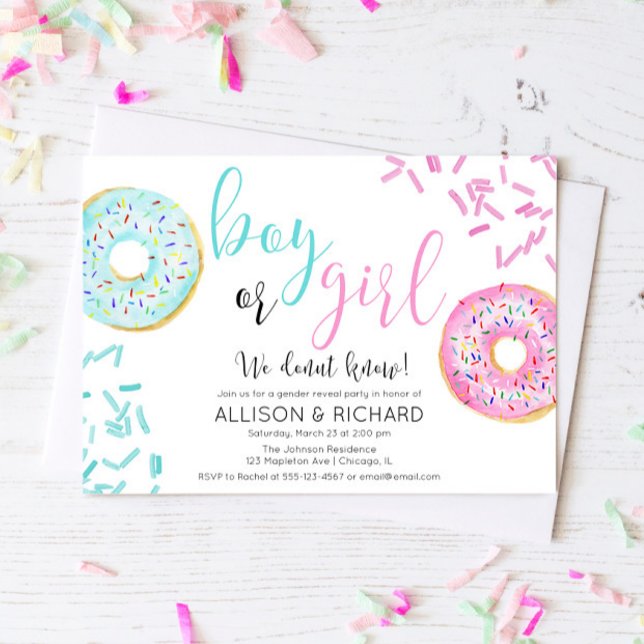Doughnut gender reveal party invitation (Creator Uploaded)
