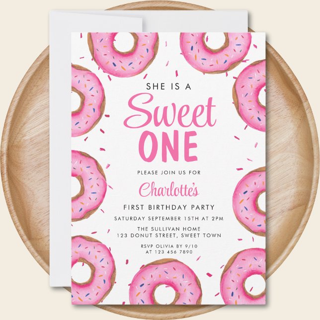 Doughnut Girl's First Birthday Party  Invitation (Creator Uploaded)