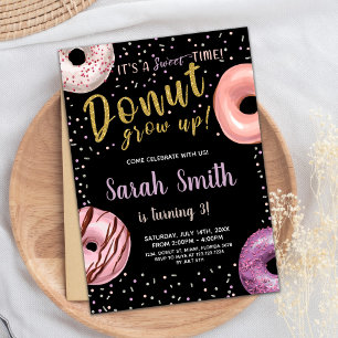 Doughnut Glitter Shadow Doughnut Birthday Invitati Invitation