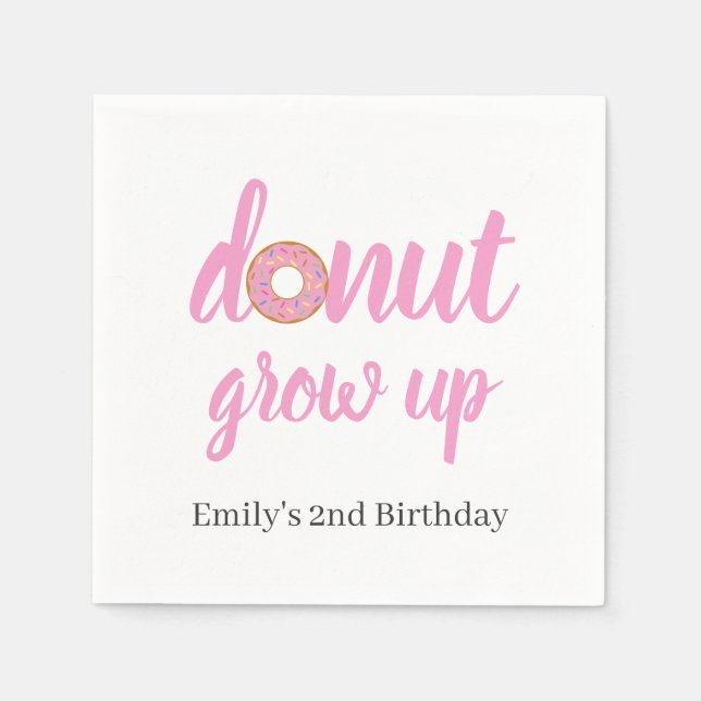 Doughnut Grow Up 2nd Birthday Napkin (Front)