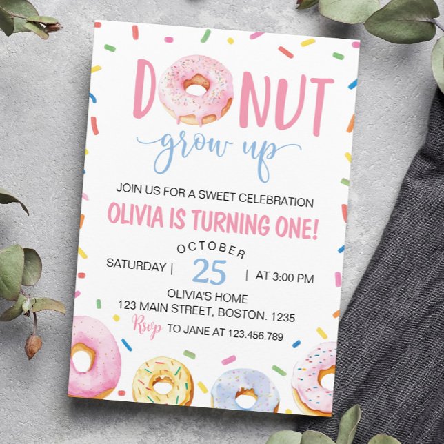 Doughnut Grow Up Birthday Invitation (Creator Uploaded)
