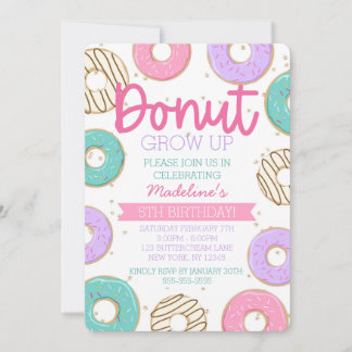 Doughnut Grow Up Birthday Invitation