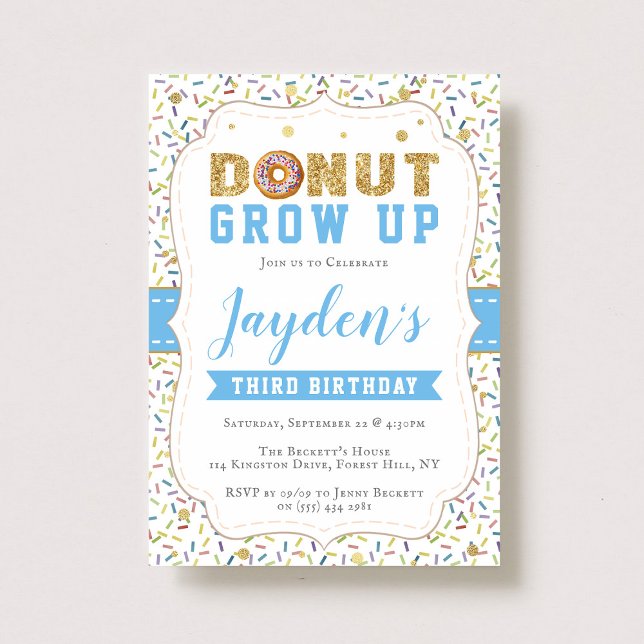 Doughnut Grow Up Boys Any Age Birthday Invitations (Creator Uploaded)