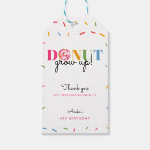Doughnut Grow up Cute sprinkles birthday watercolo Gift Tags