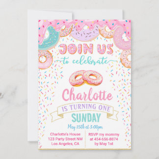 Doughnut Grow Up Doughnut Birthday invitation