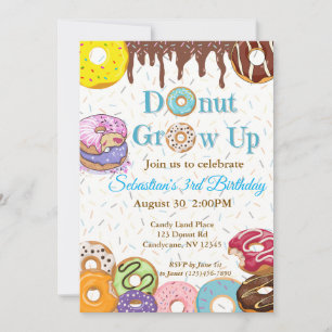 "Doughnut Grow Up" Doughnut Birthday Invitation