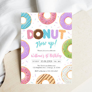 Doughnut Grow Up Doughnut Birthday Party Invitatio Invitation