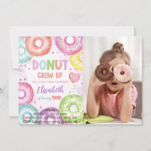 Doughnut Grow Up Doughnut Birthday Photo Invitation