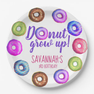 Doughnut Grow Up Doughnut Personalised Birthday Pa Paper Plate