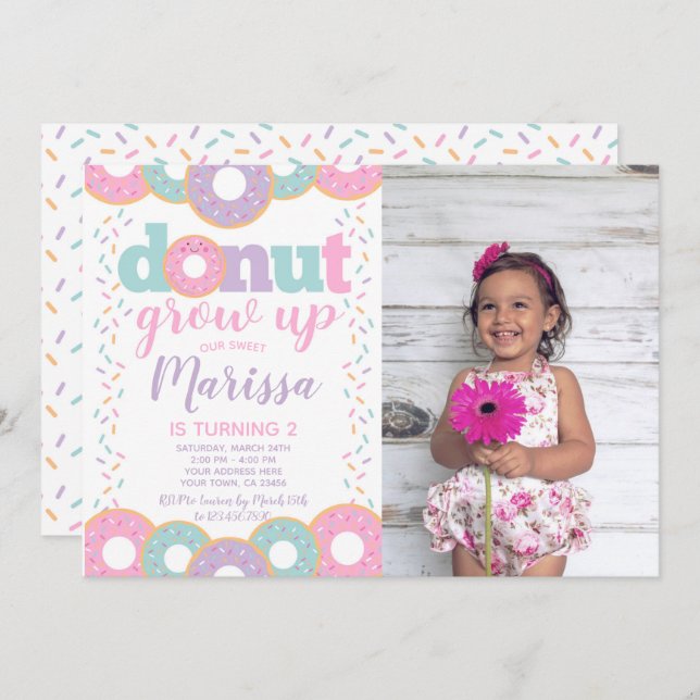 Doughnut Grow Up Invitation (Front/Back)