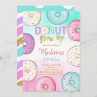 Doughnut Grow Up Kids Birthday Invitation