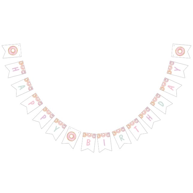 Doughnut Happy Birthday Bunting Banner Aqua (All)