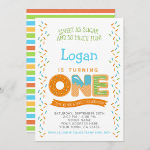 Doughnut Ice cream Cookie, Sweets Birthday Invitat Invitation