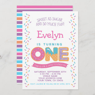 Doughnut Ice cream Cookie, Sweets Birthday Invitat Invitation