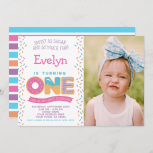 Doughnut Ice cream Cookie, Sweets Invitation W/ Ph