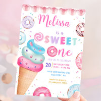 Doughnut Ice Cream Sweet One 1st Birthday Invitati