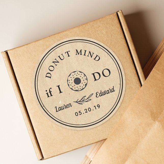Doughnut Icon Doughnut Mind If I Do Wedding Favour Classic Round Sticker (Creator Uploaded)