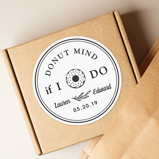 Doughnut Icon Doughnut Mind If I Do Wedding Favour Classic Round Sticker (Creator Uploaded)