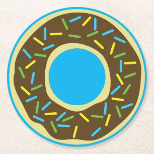 Doughnut Kid's Birthday Party Cute Round Paper Coaster
