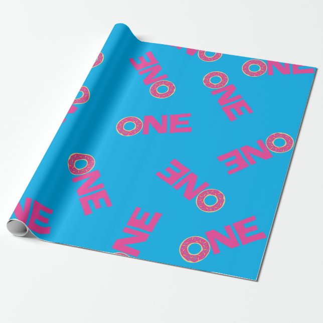 Doughnut Kid's Birthday Party Doughnuts Wrapping Paper (Unrolled)