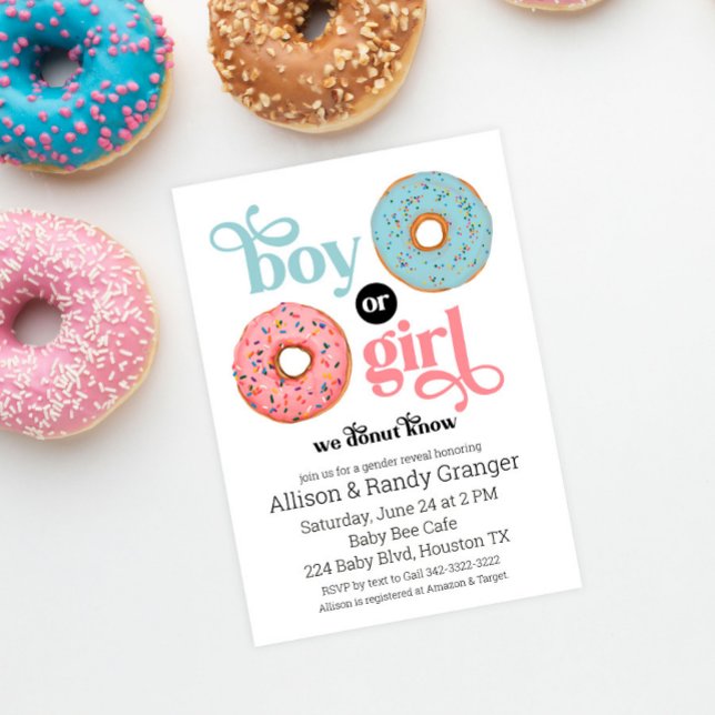 Doughnut Know Boy or Girl Gender Reveal Invitation (Creator Uploaded)