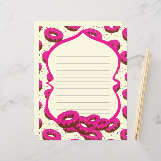 Doughnut lined stationery paper (Front/Back In Situ)