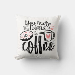 Doughnut Lover Coffee Black White Mr & Mrs. Weddi Cushion