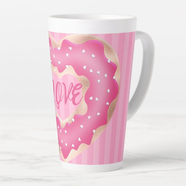 Doughnut Lover Pink Latte Mug (Right Angle)