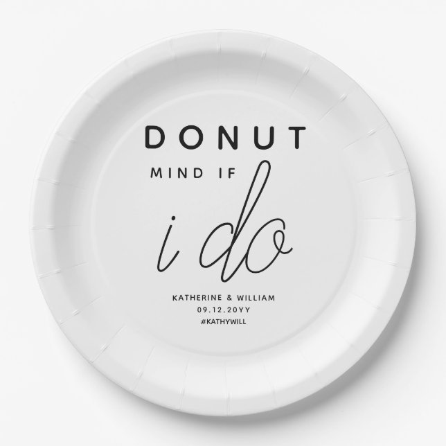 Doughnut Mind if I Do Simple Wedding Snack Paper Plate (Front)