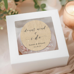 Doughnut Mind If I Do Wedding Doughnut Favour Kraf Classic Round Sticker