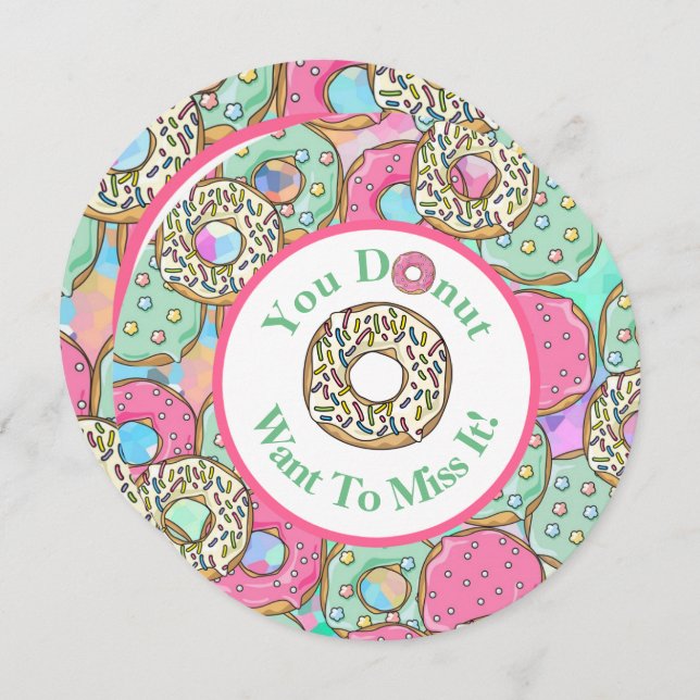 Doughnut Miss It Doughnut Birthday Party Invitatio Invitation (Front/Back)