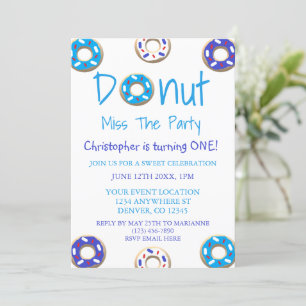 Doughnut Miss The Party 1st Birthday Invitation