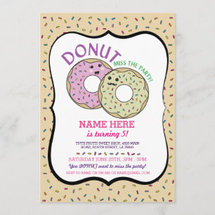 Doughnut Miss The Party Birthday Invite Doughnut