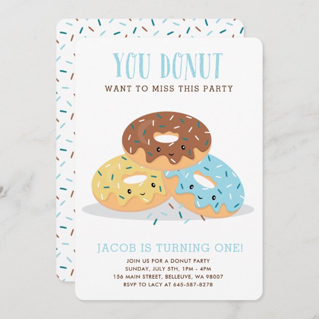 Doughnut Miss This Fun Birthday party invitation M (Front/Back)