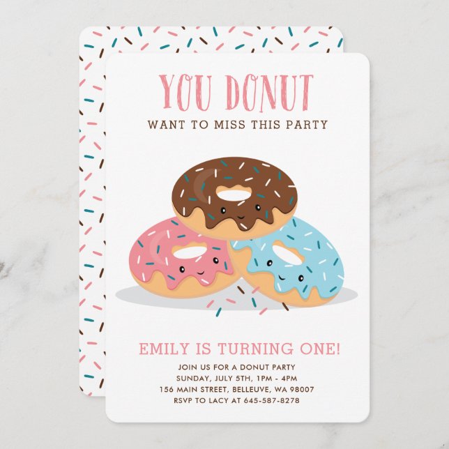 Doughnut Miss This Fun Birthday party invitation p (Front/Back)