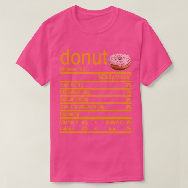 doughnut Nutrition Facts label T-Shirt (Design Front)
