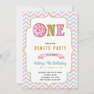 Doughnut one 1st birthday invitation