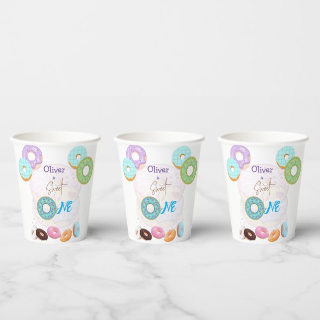 Doughnut one boy birthday  paper cups (Multi)