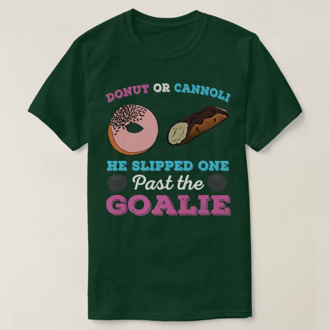 Doughnut or Cannoli Funny Gender Reveal Pregnancy  T-Shirt (Design Front)